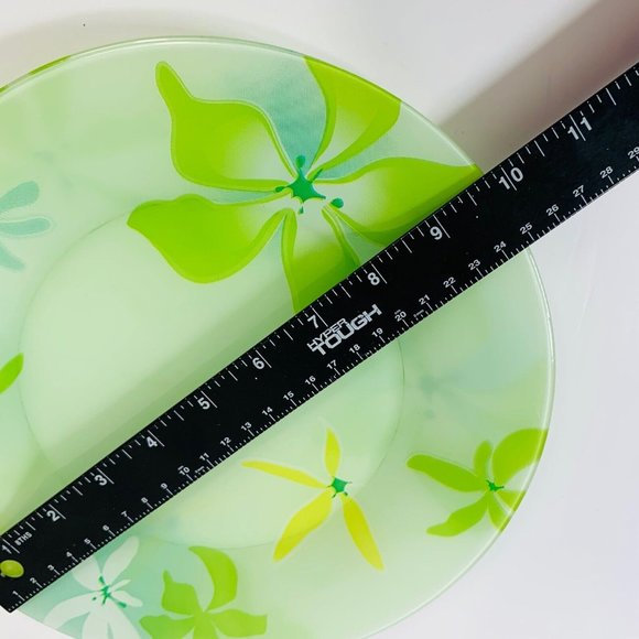 Luminarc 2 Dinner Plates 2 Salad Bowls Green Ode Tempered Glass Tableware Floral - Picture 10 of 11